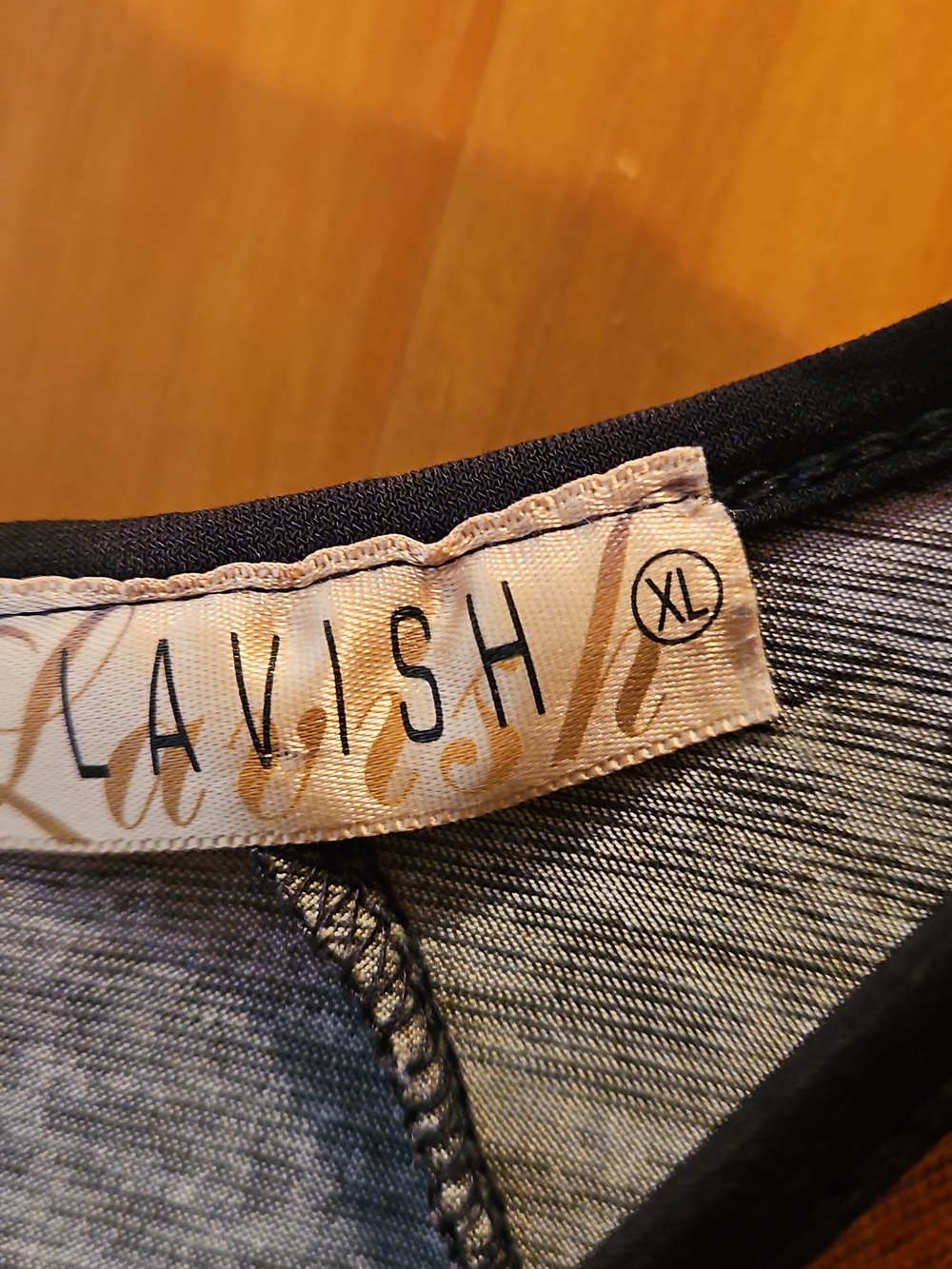 Lavish Black Top with Rust, Olive & Gray Diagonal Stripes - Picture 4 of 4